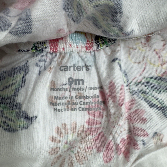 Carter's Floral Flowy Top & Shorts Set Baby Girl Size 9 Months Navy White Pink - Picture 5 of 8